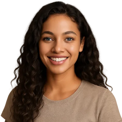 Foto de uma mulher sorrindo