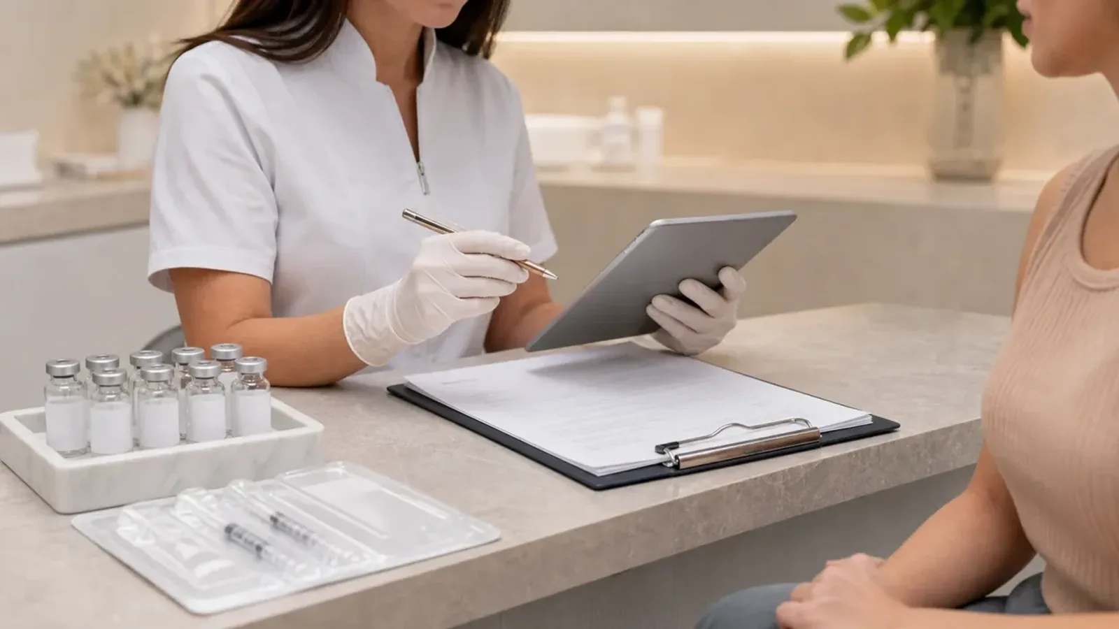 Avaliação de documentação, rastreabilidade e consentimento antes de lipoenzimática