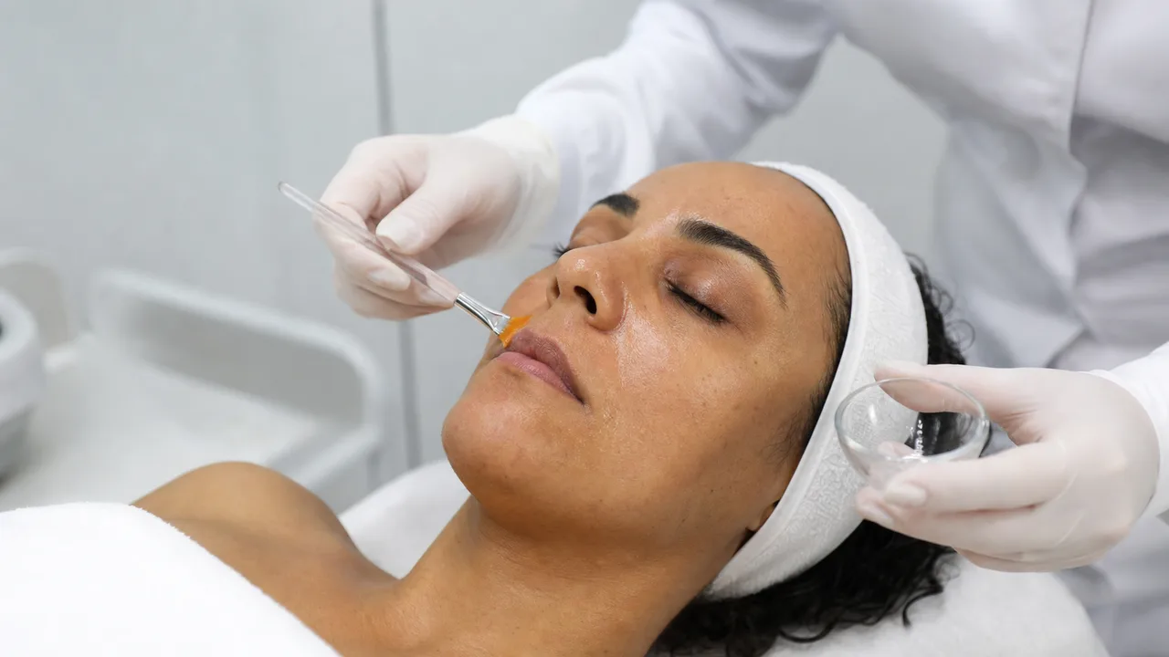 Aplicação controlada de peeling químico superficial em ambiente clínico