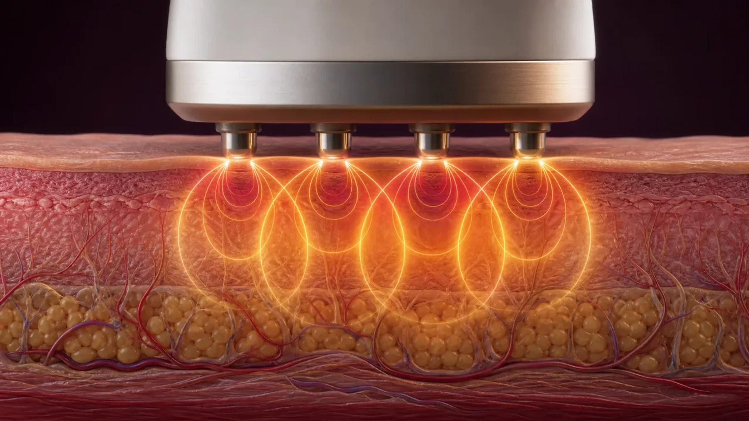 Aplicador de radiofrequência multipolar com linhas de campo fechadas entre eletrodos e aquecimento volumétrico