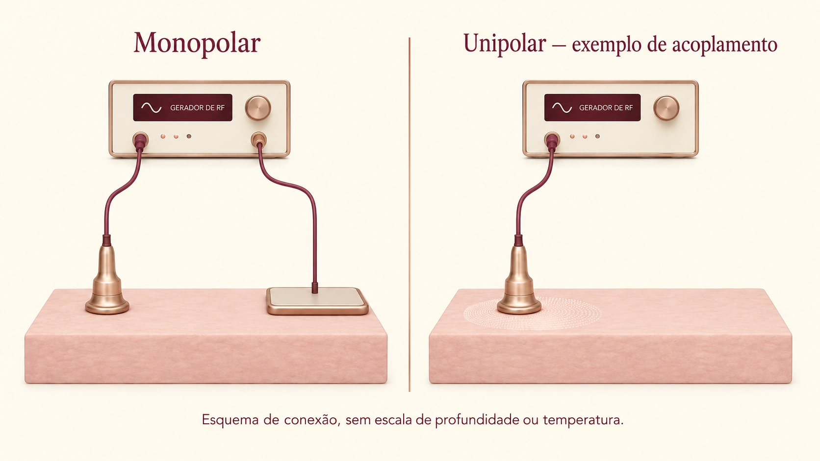 Comparação entre corrente monopolar com placa de retorno distante e campo unipolar sem placa de retorno