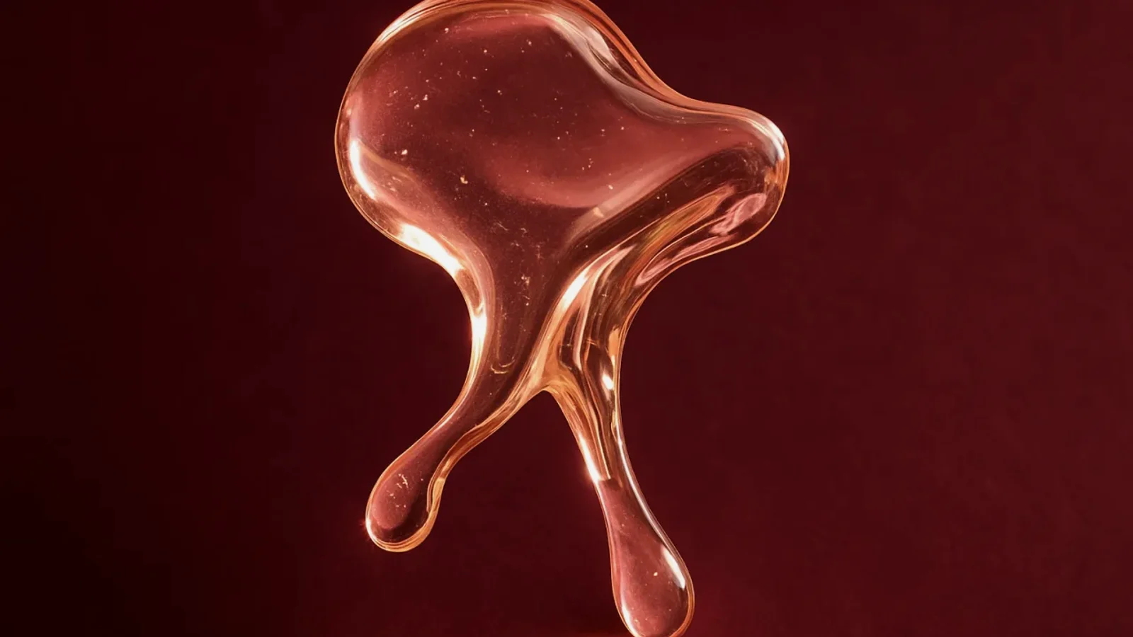 Representação editorial de neuromodulador injetável em textura translúcida sobre fundo vinho